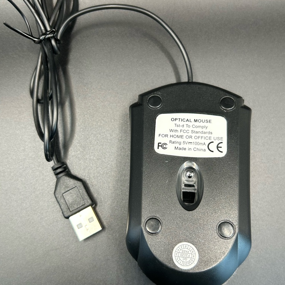 Wired USB Optical Computer Mouse Black - Picture 2 of 2